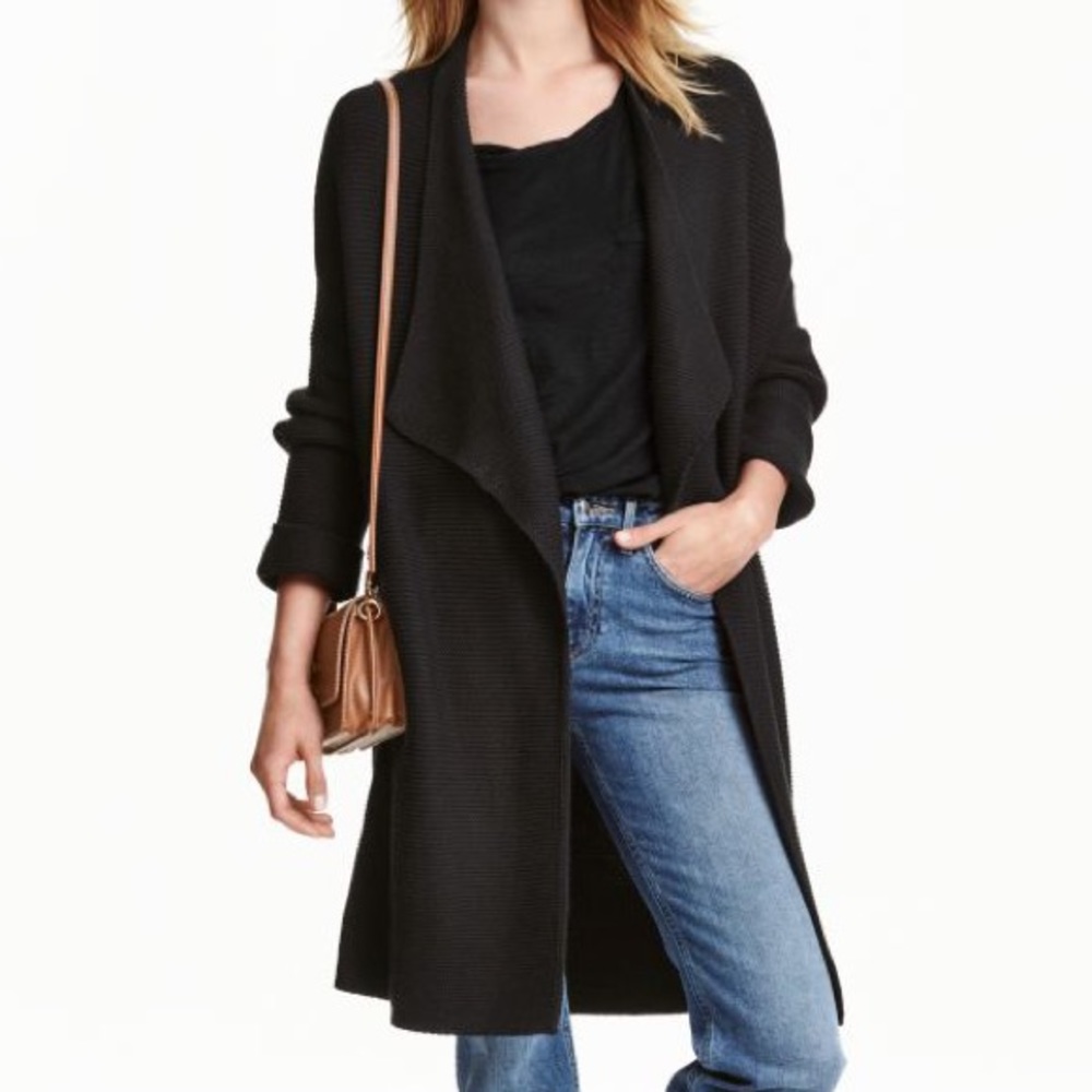 Black Textured Knit Cardigan